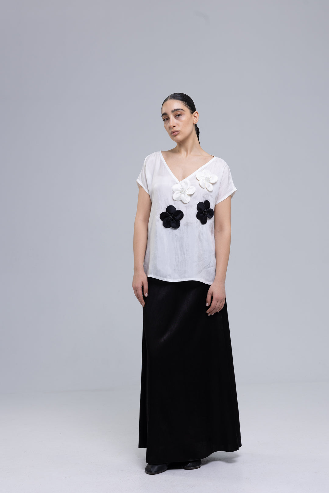Viscose Satin A-Line Maxi Skirt