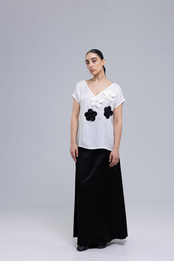 Viscose Satin A-Line Maxi Skirt