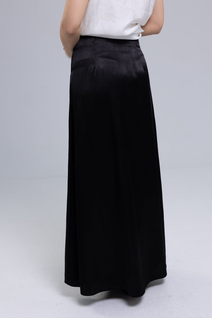Viscose Satin A-Line Maxi Skirt