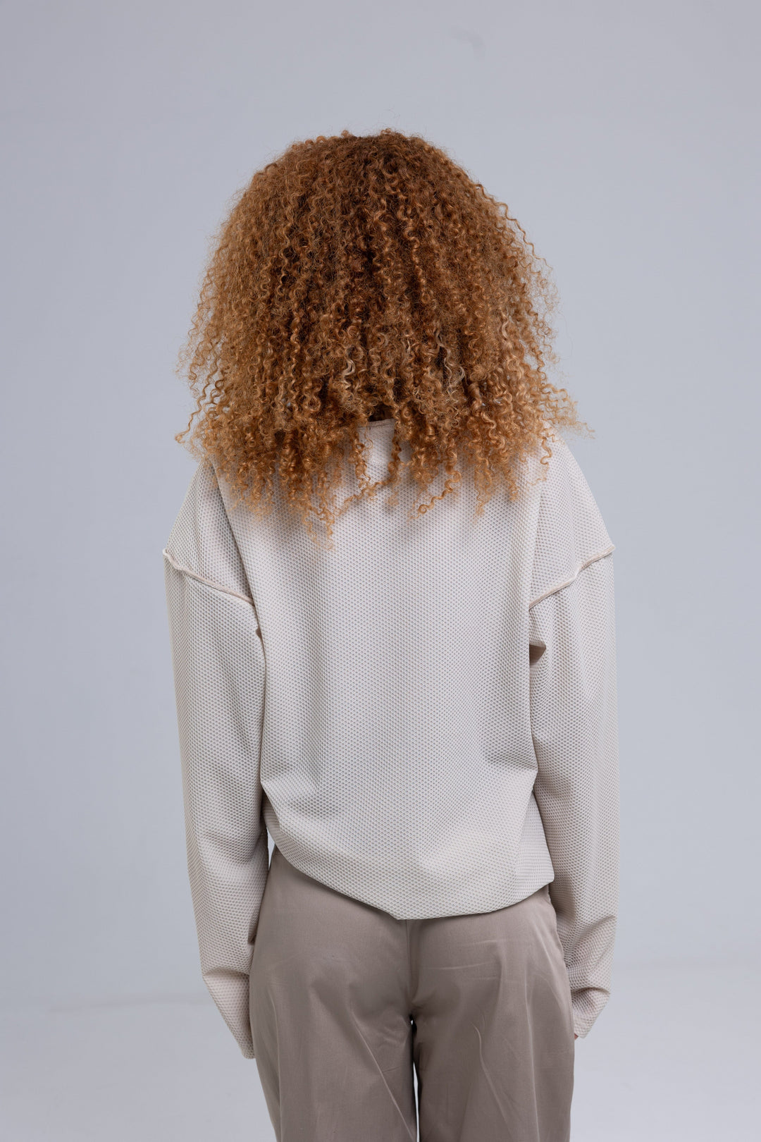 Mesh Boat-Neck Woven Organic Cotton Blouse