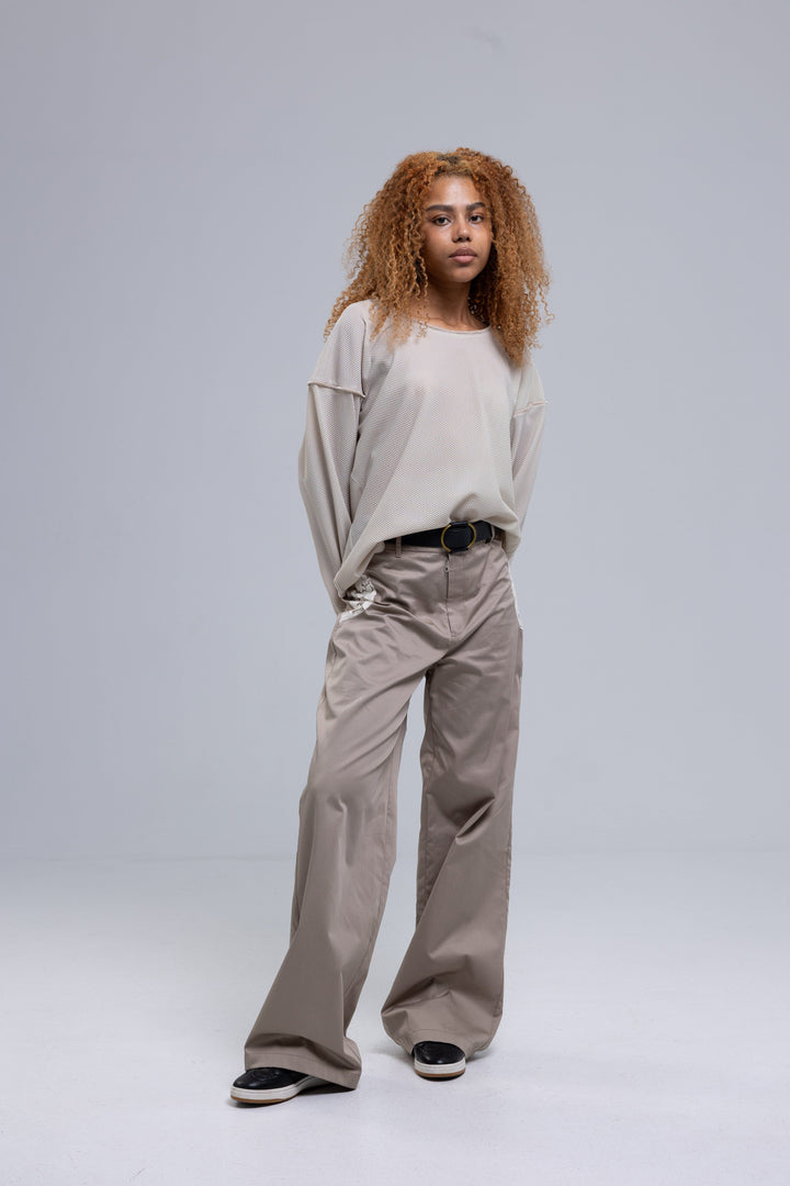 Wide-Leg Woven Cotton Laced Pants