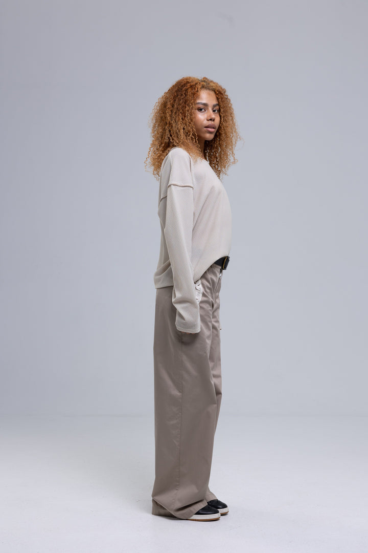 Wide-Leg Woven Cotton Laced Pants