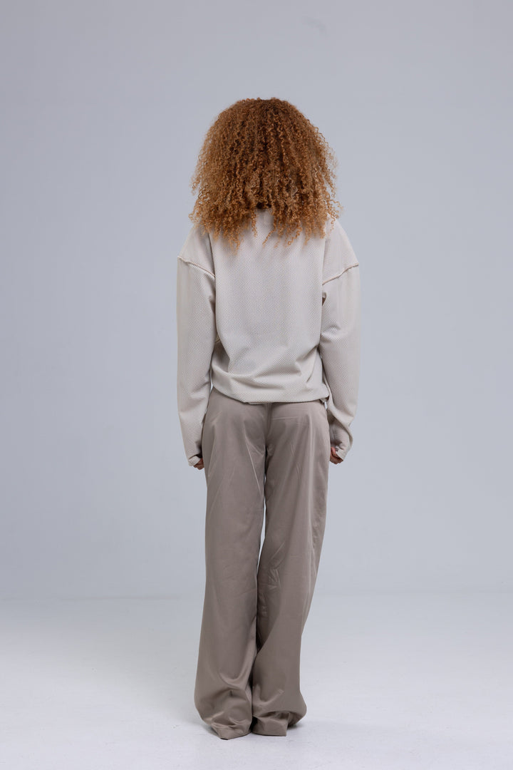 Wide-Leg Woven Cotton Laced Pants