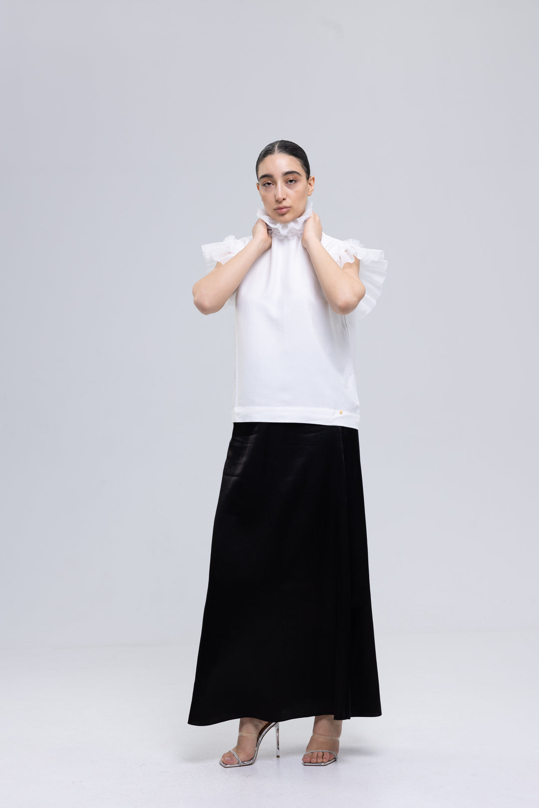 Silk Linen Frilled Lace Blouse