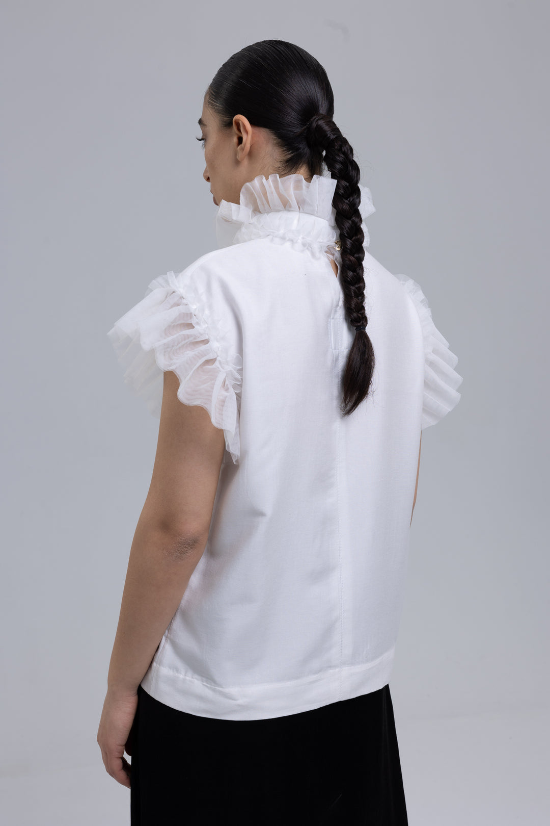 Silk Linen Frilled Lace Blouse