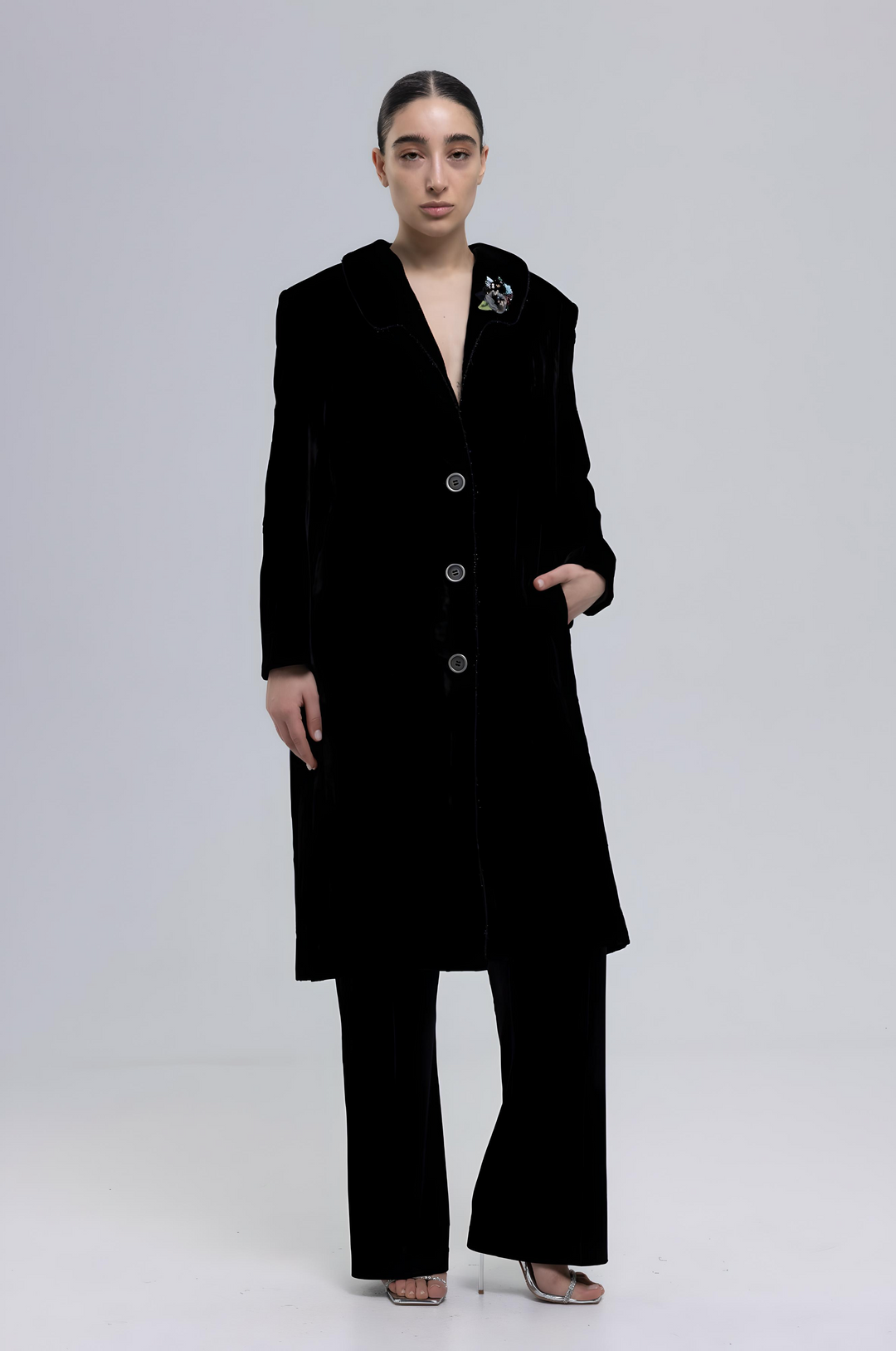 Mulberry Silk Velvet Luxury Coat
