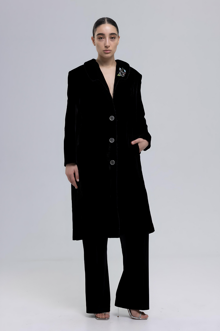 Mulberry Silk Velvet Luxury Coat