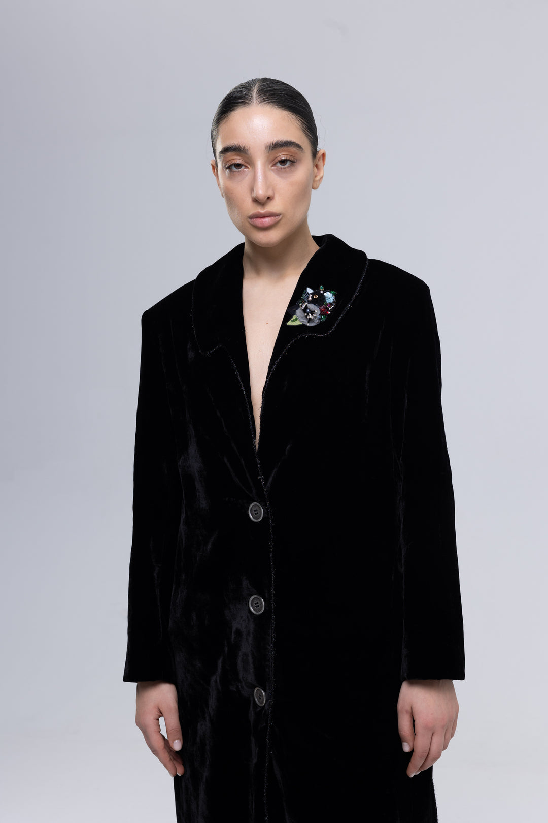 Mulberry Silk Velvet Luxury Coat