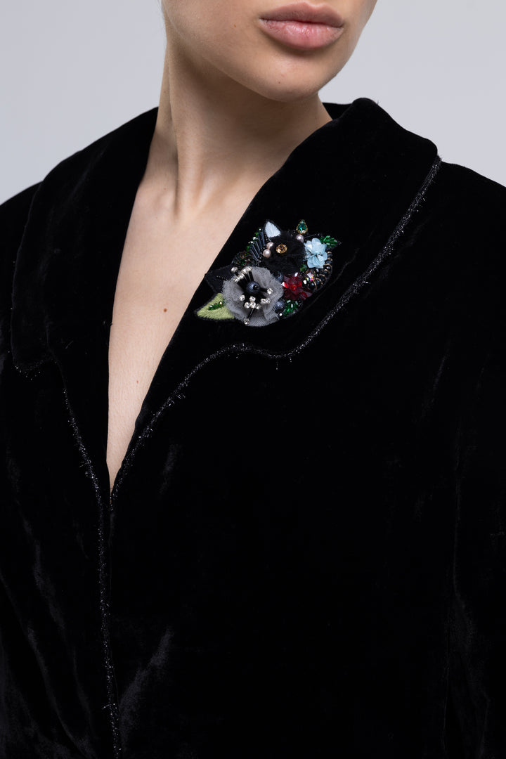 Mulberry Silk Velvet Luxury Coat