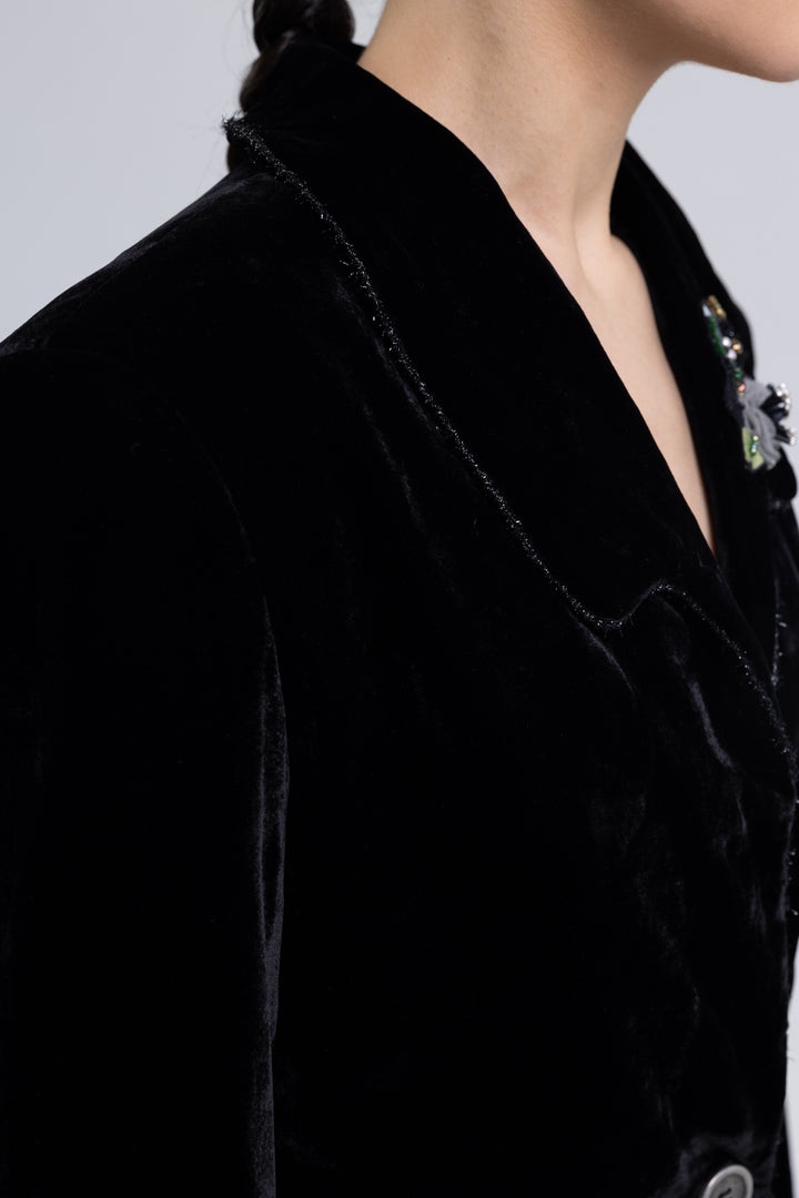 Mulberry Silk Velvet Luxury Coat