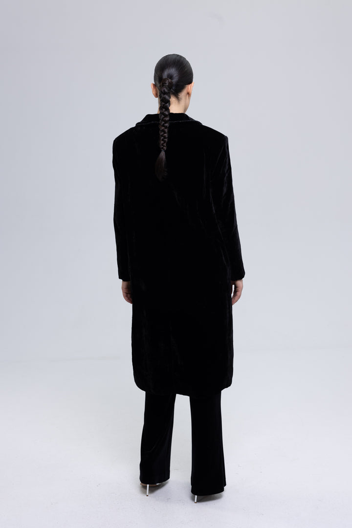 Mulberry Silk Velvet Luxury Coat