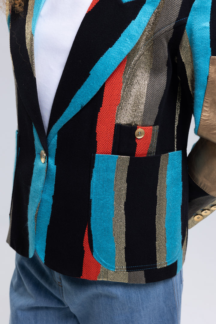 French Glam Single-Breasted Striped Blazer