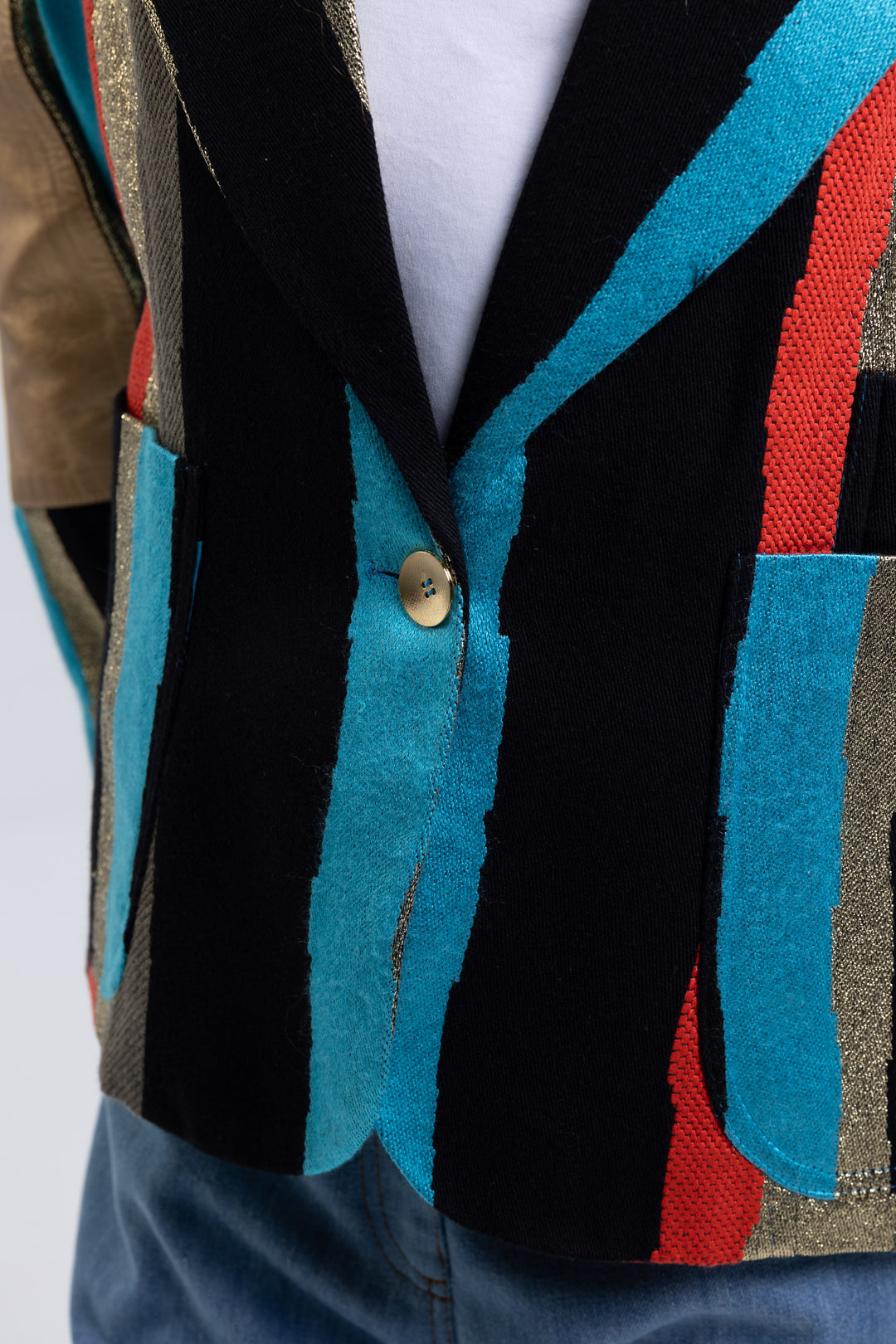 French Glam Single-Breasted Striped Blazer