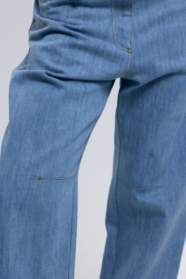 High-Rise Tapered Denim Trousers
