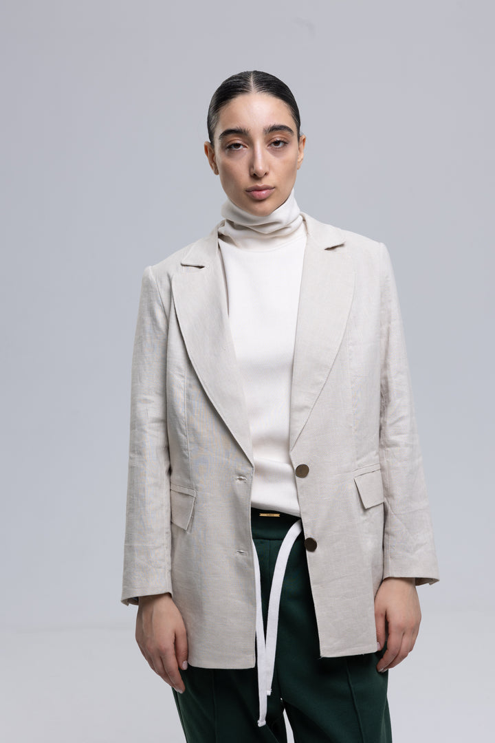 Classic Linen Longline Blazer