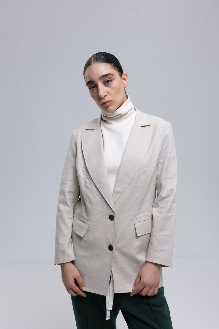 Classic Linen Longline Blazer