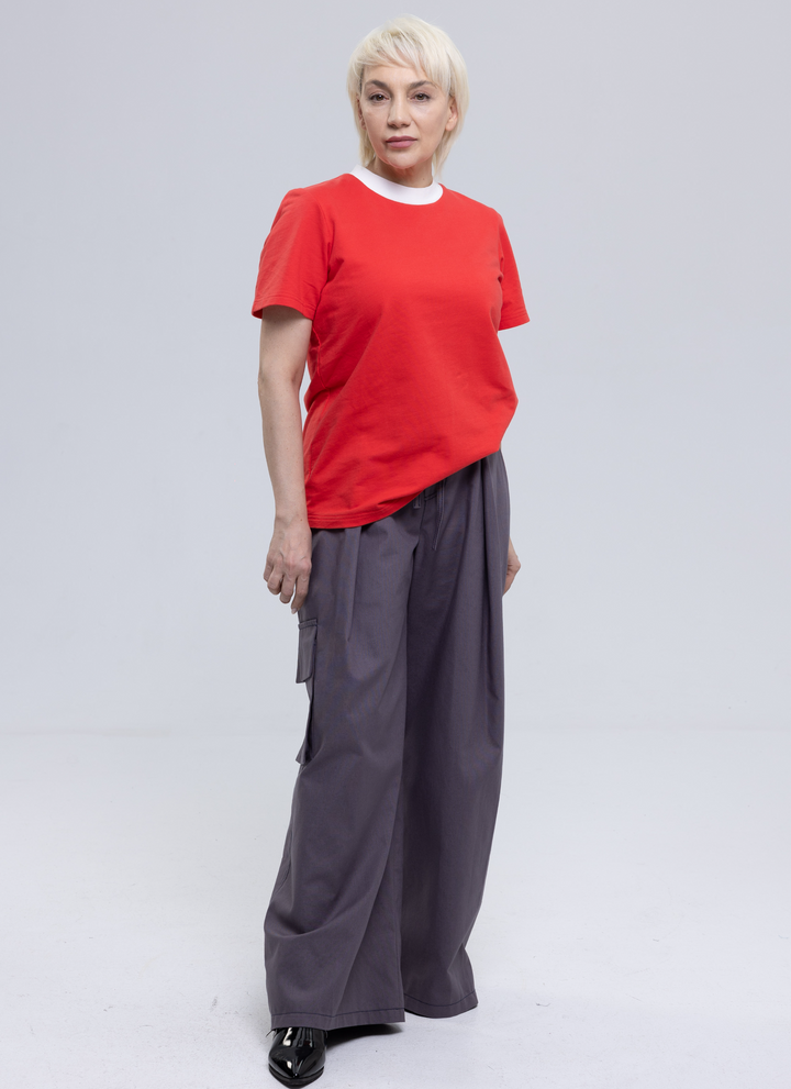 Wide-Leg Soft Cotton Canvas Cargo Trousers