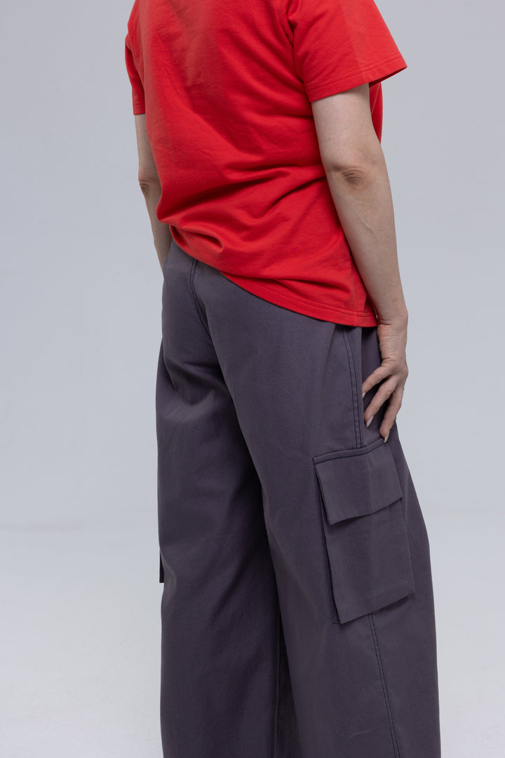 Wide-Leg Soft Cotton Canvas Cargo Trousers