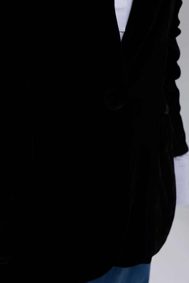 Mulberry Silk Velvet Single-Breasted Blazer