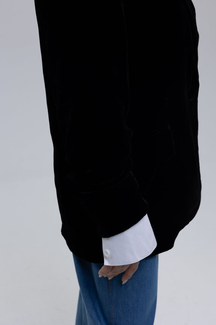 Mulberry Silk Velvet Single-Breasted Blazer