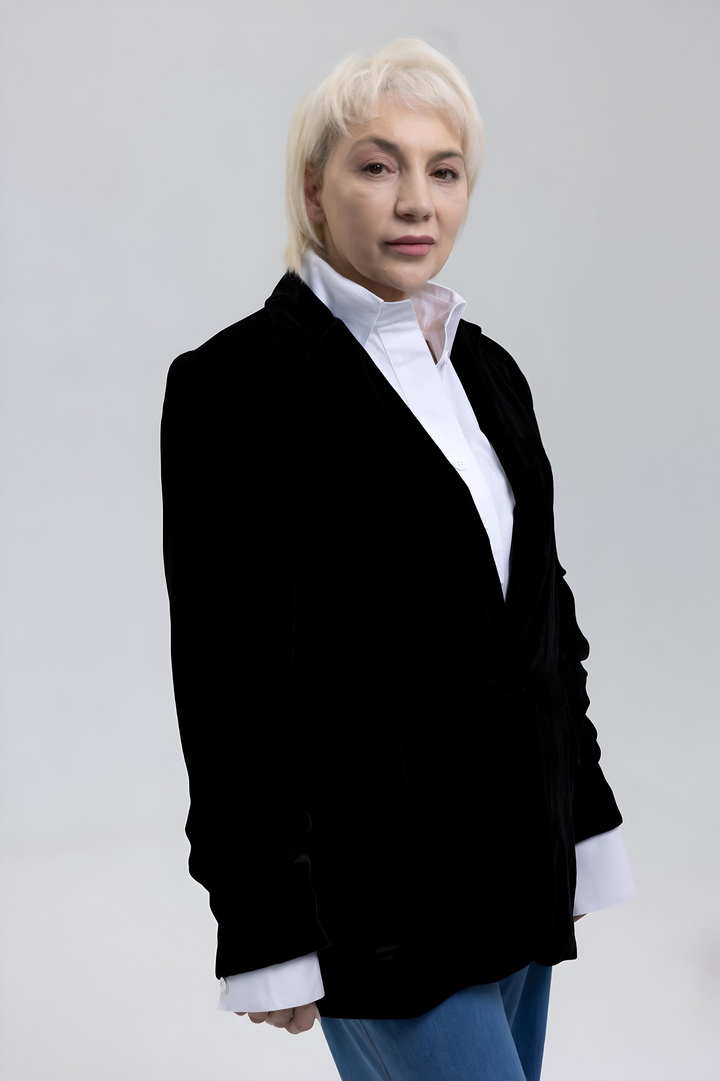 Mulberry Silk Velvet Single-Breasted Blazer