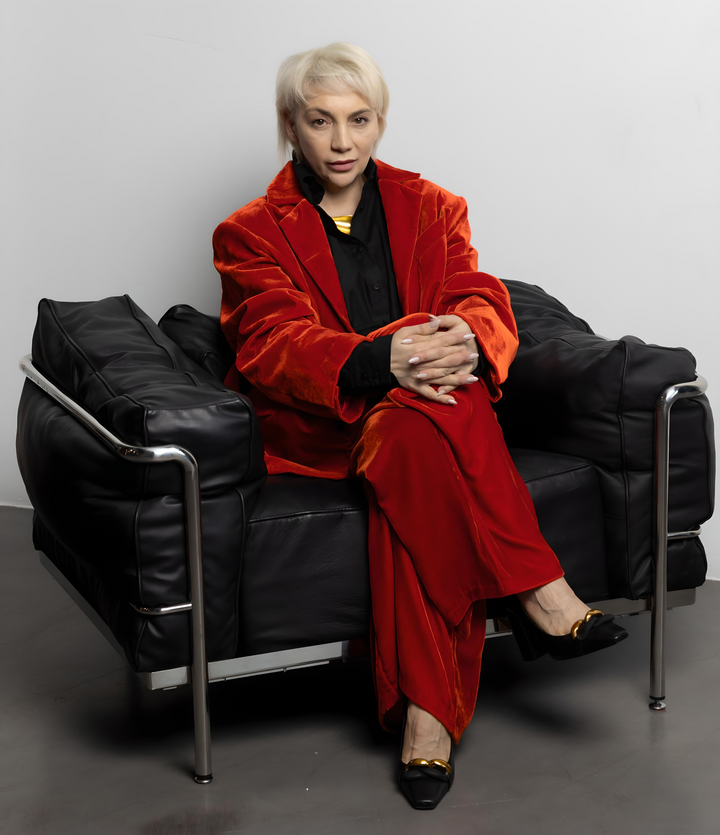 Single-Breasted Mulberry Silk Velvet Trousers Ensemble