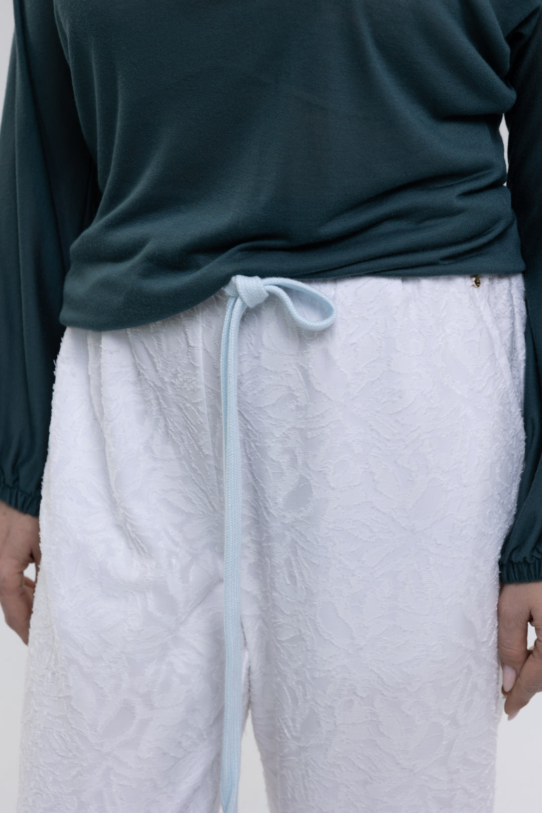 Knit Jacquard Sheer Wide-Leg Pants