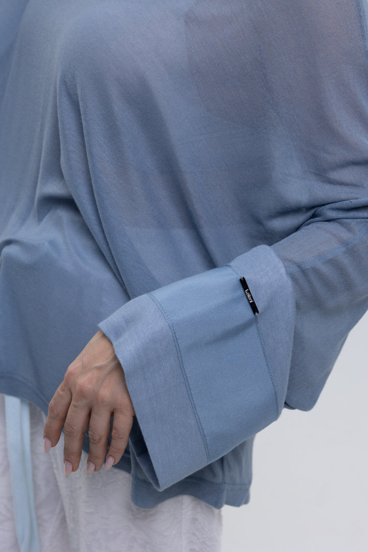 Modal Silk Jersey Knit Semi Sheer Blouse