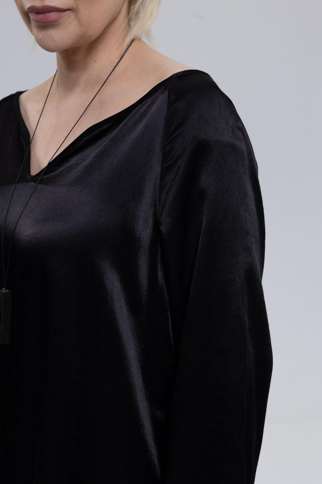 Viscose Satin V-Neck Maxi Dress