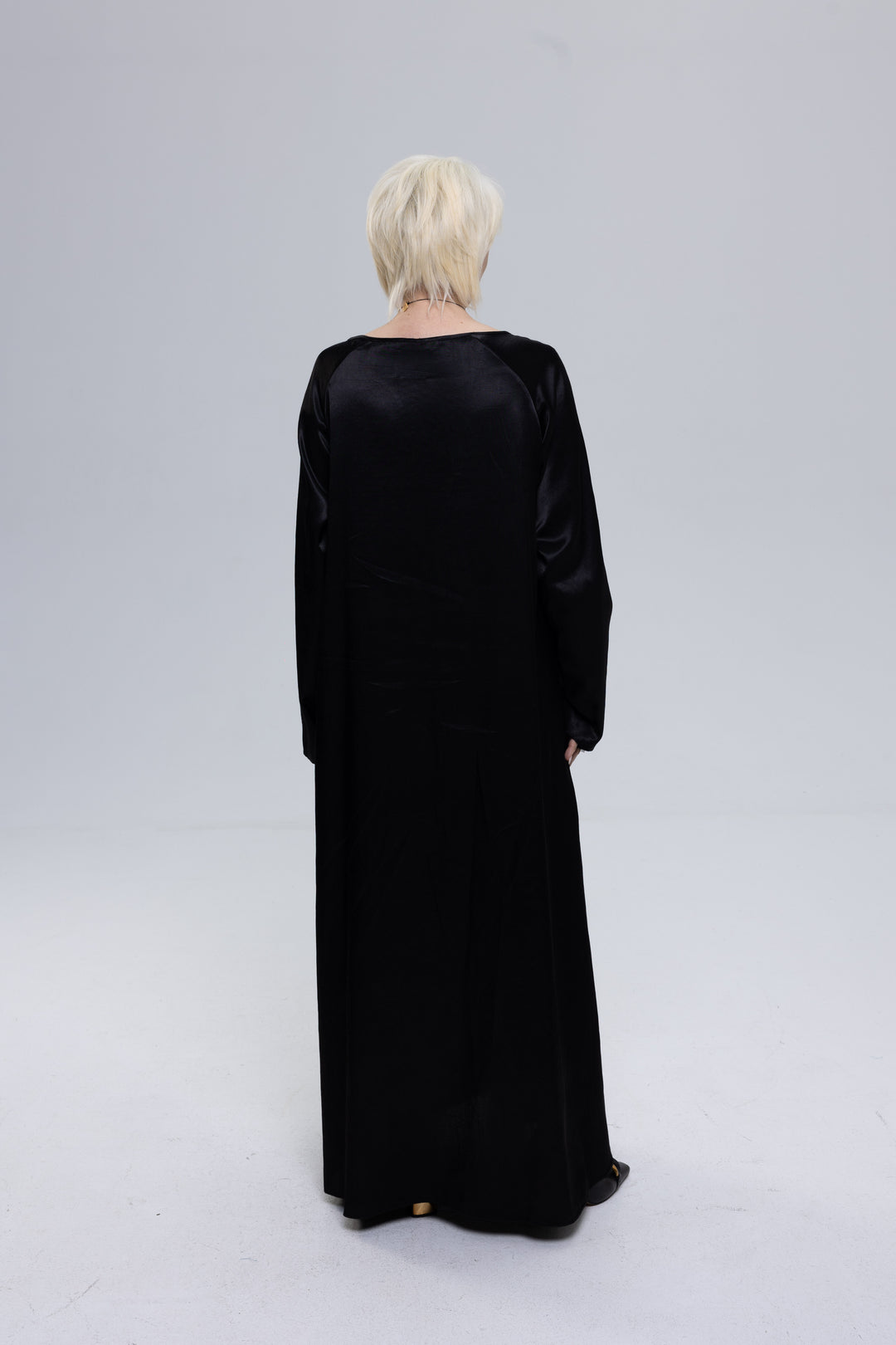 Viscose Satin V-Neck Maxi Dress