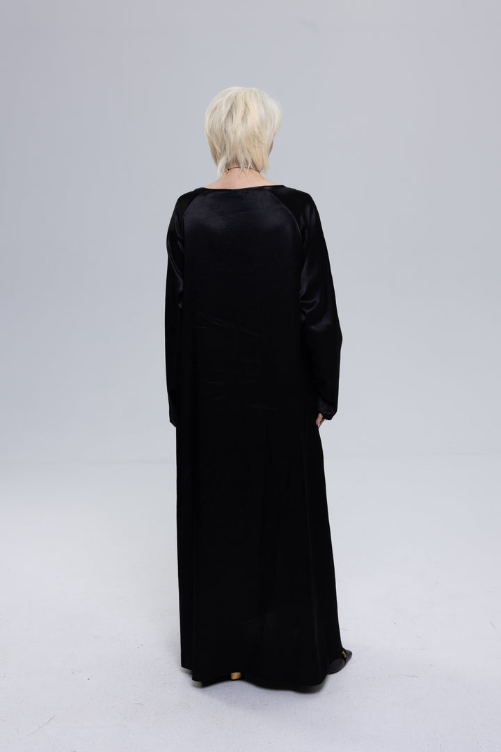 Viscose Satin V-Neck Maxi Dress
