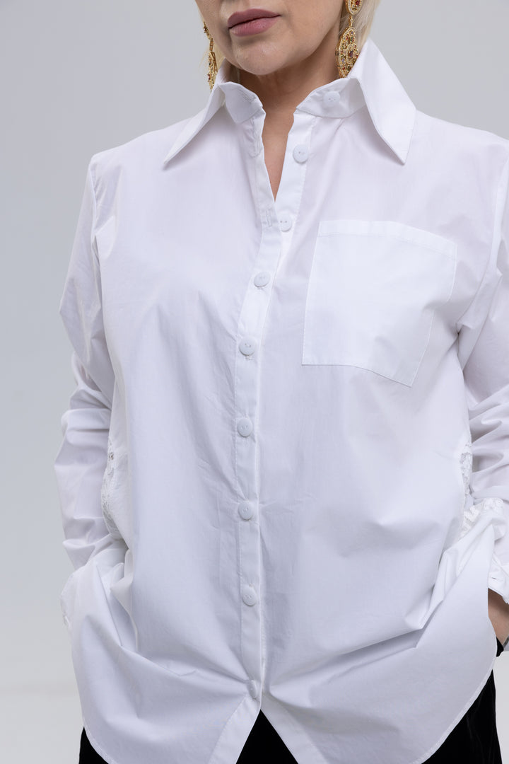 Cotton Laced Inset Shirt