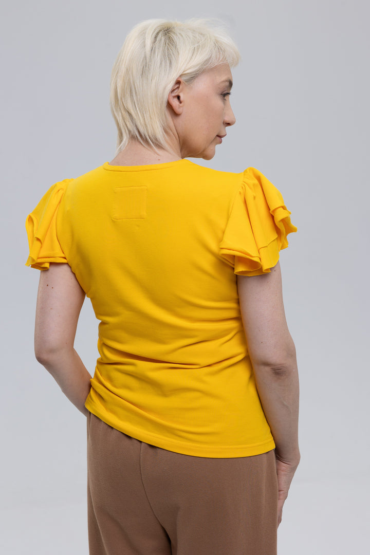 Cotton Elastane Ruffled Top