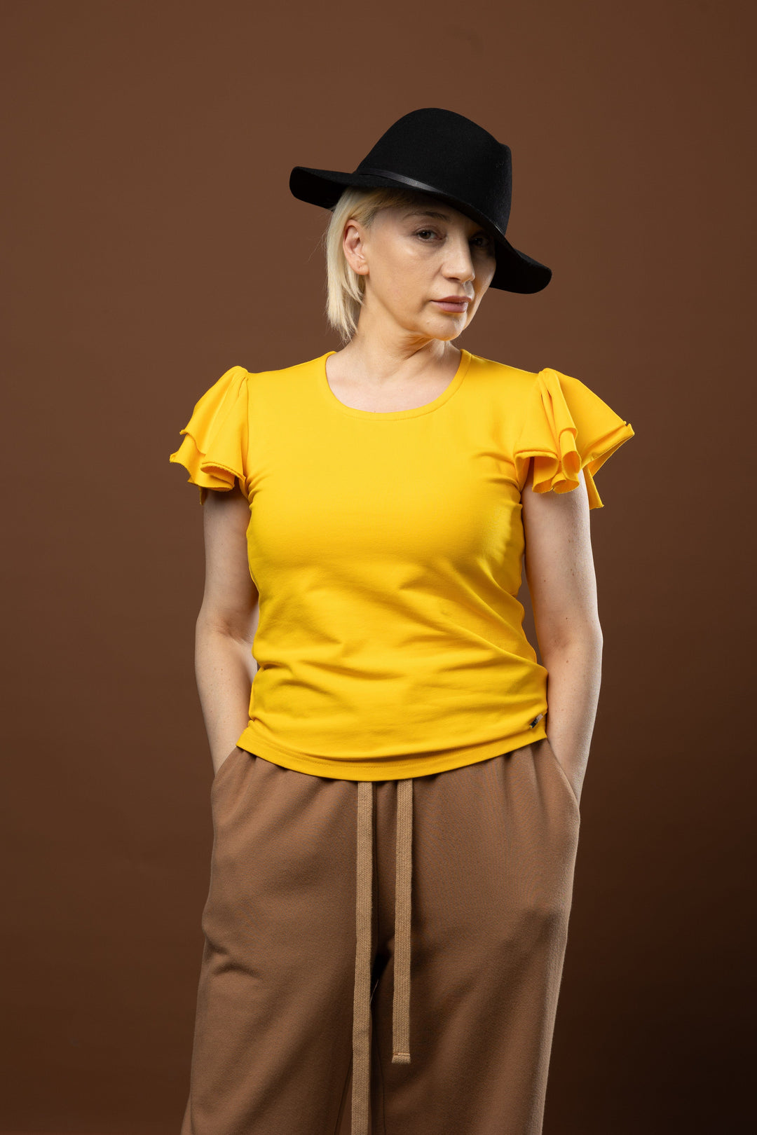 Cotton Elastane Ruffled Top