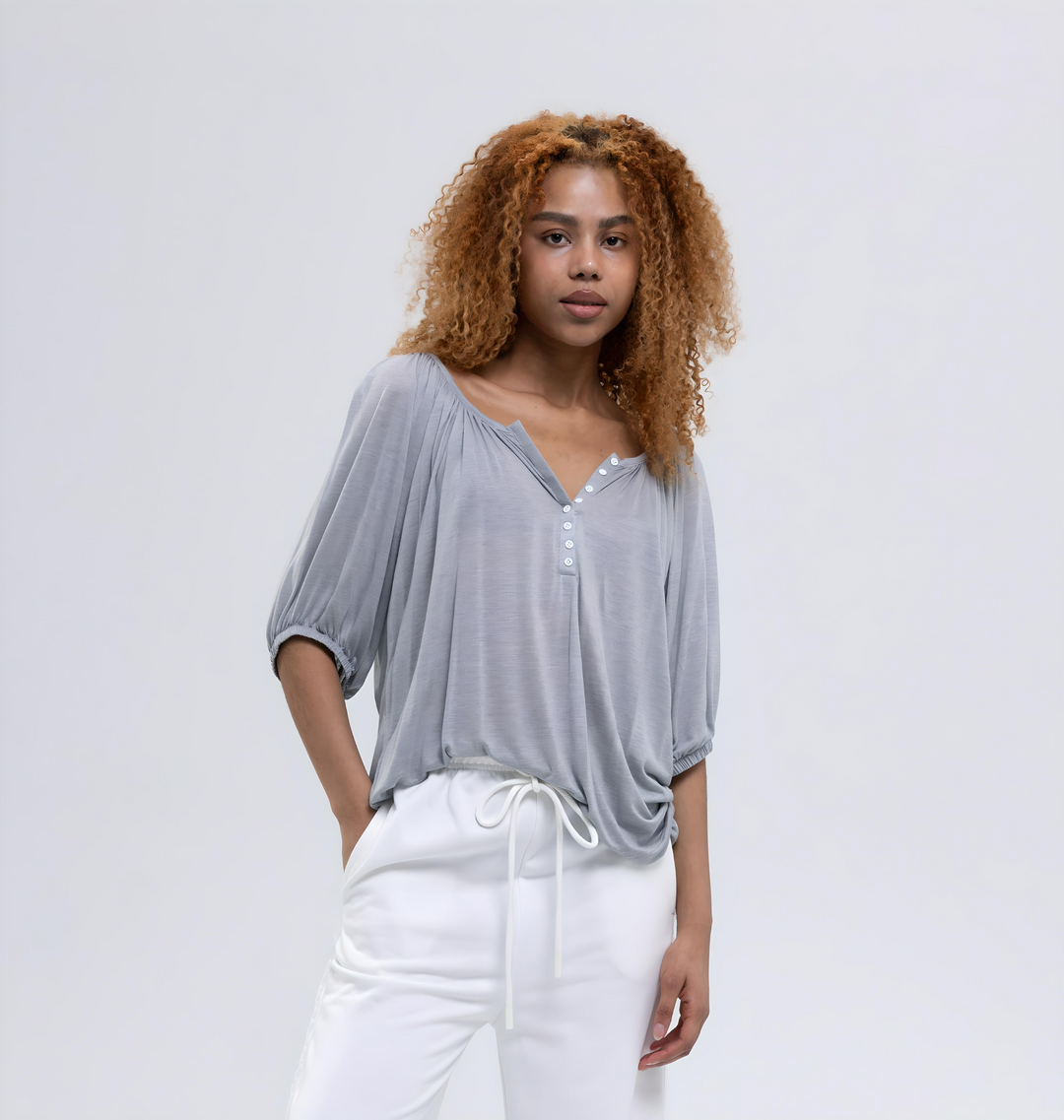 Lightweight Sheer Cotton Jersey Blouse