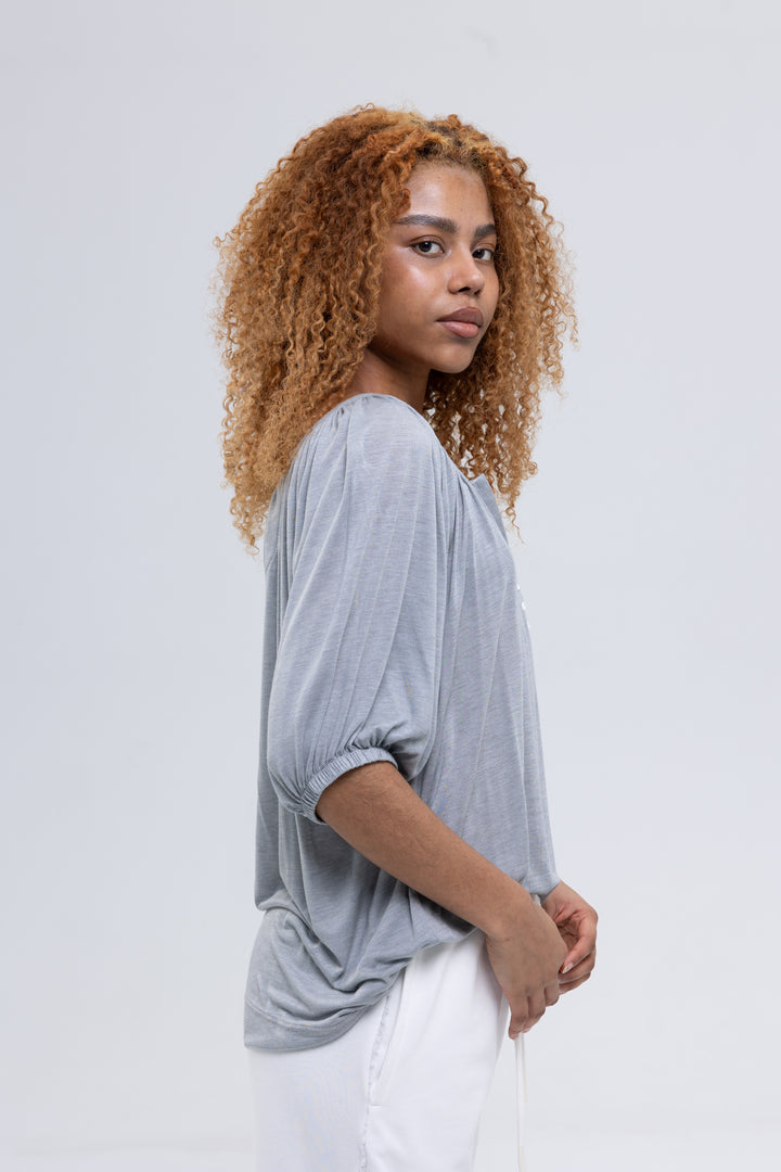 Lightweight Sheer Cotton Jersey Blouse