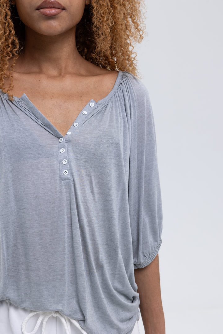 Lightweight Sheer Cotton Jersey Blouse