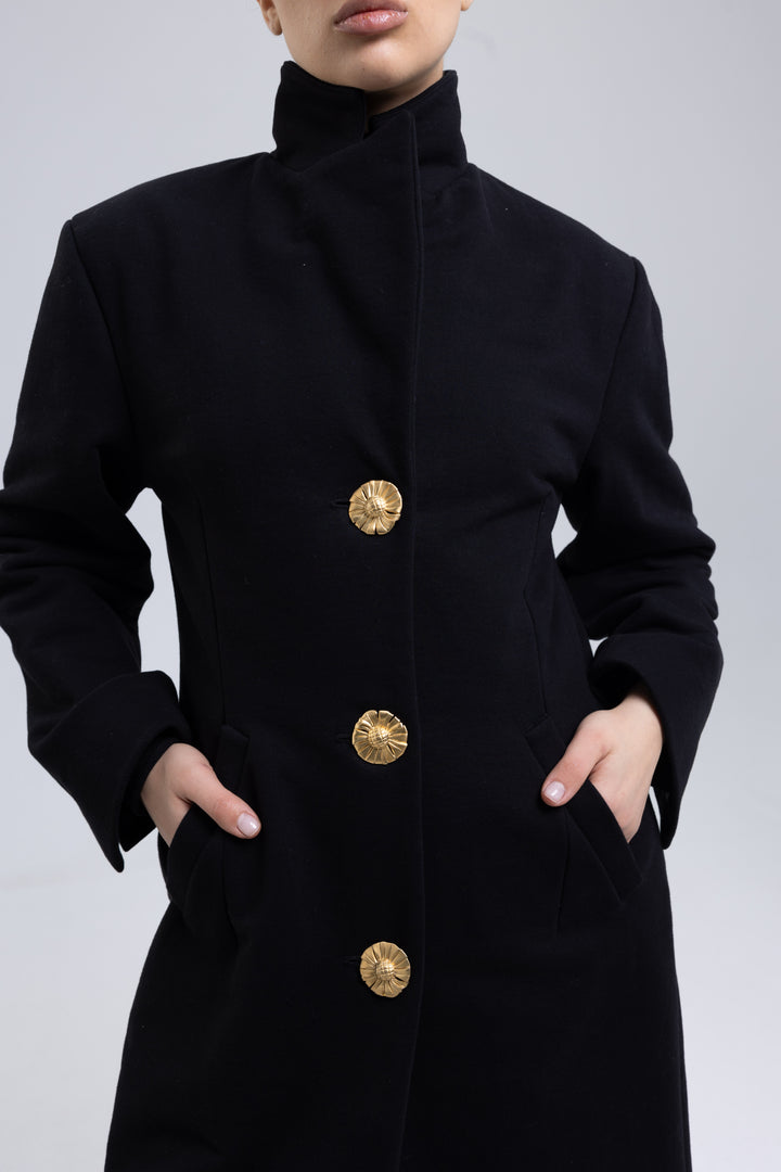 Single-Breasted Heavy Cotton Coat