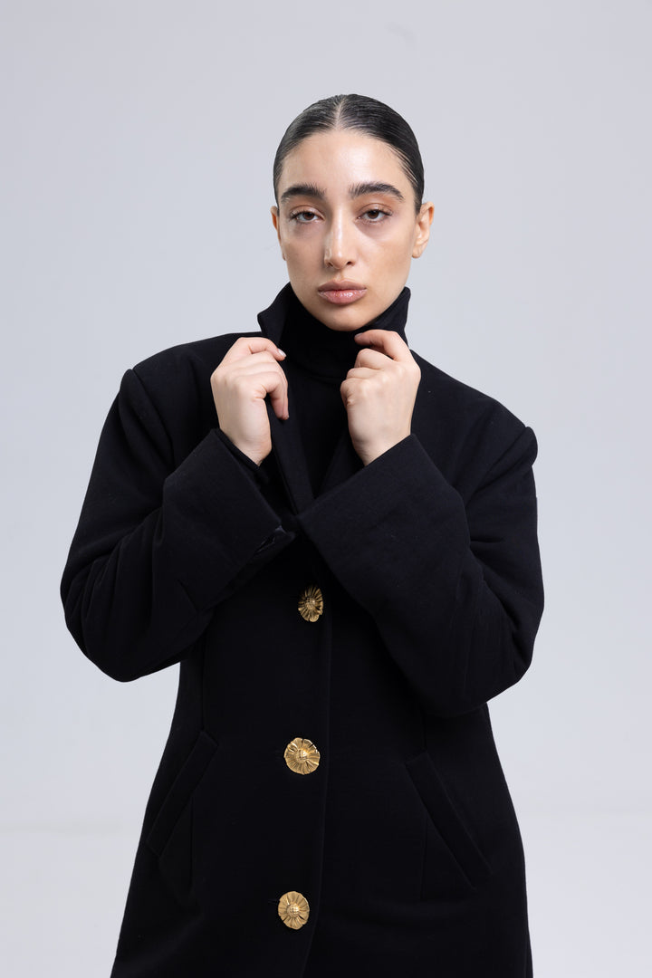 Single-Breasted Heavy Cotton Coat