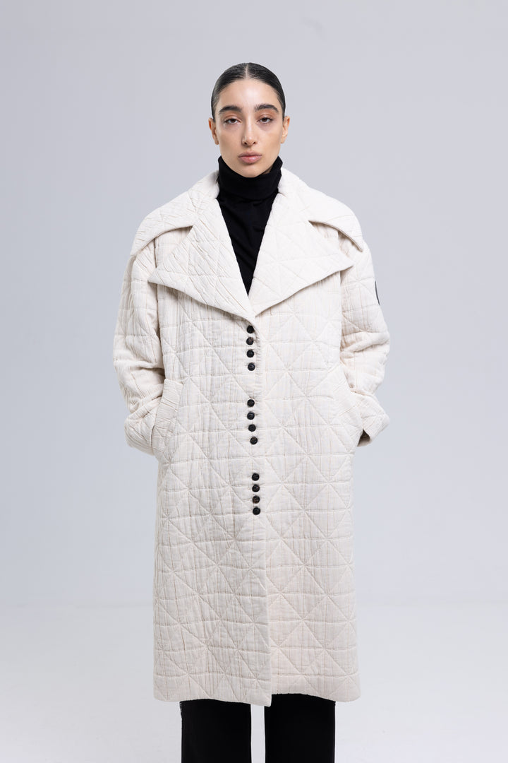 Single-Breasted Quilt Jacquard Cotton Coat