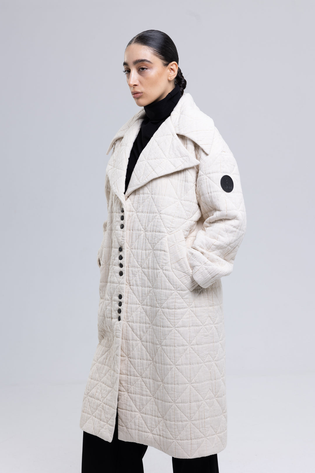 Single-Breasted Quilt Jacquard Cotton Coat