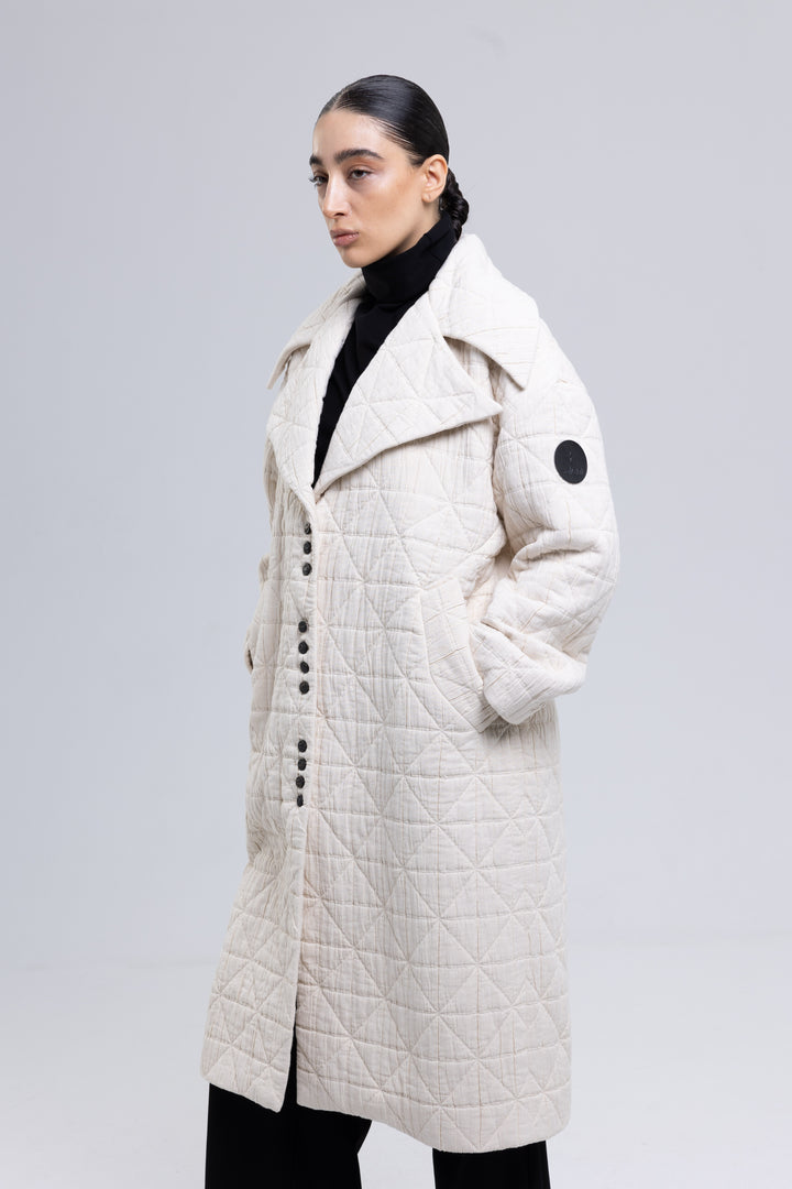 Single-Breasted Quilt Jacquard Cotton Coat