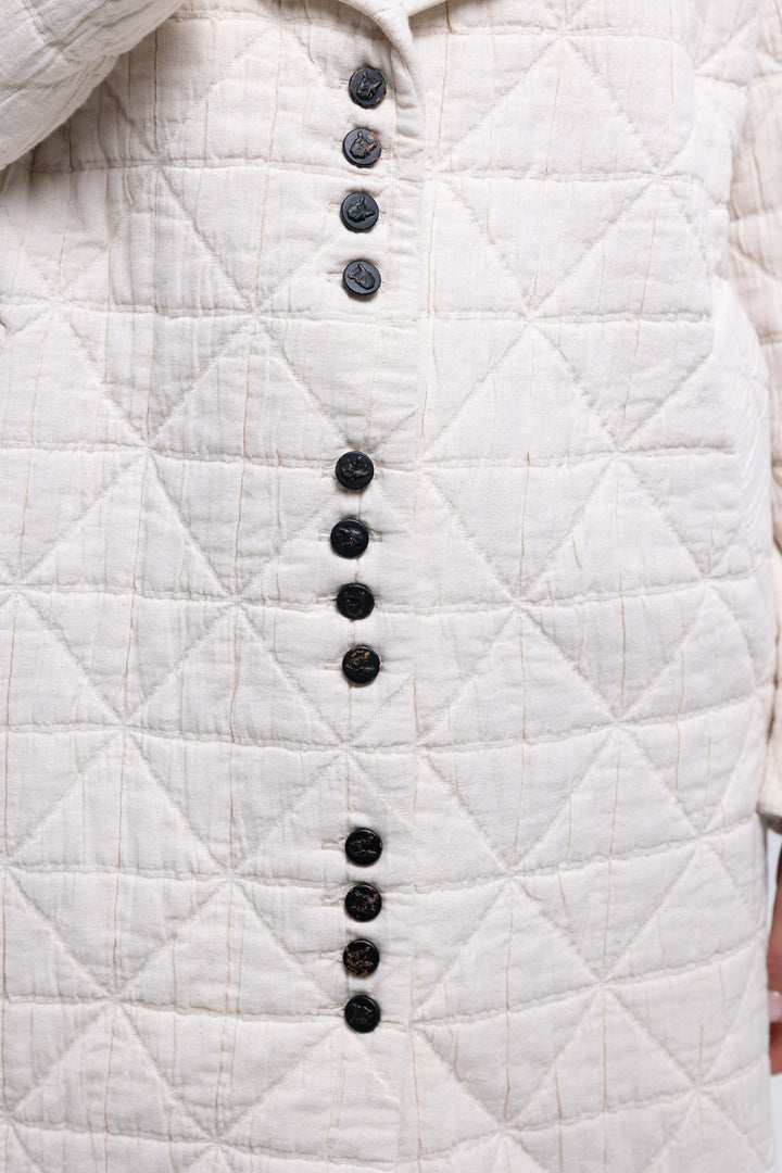 Single-Breasted Quilt Jacquard Cotton Coat
