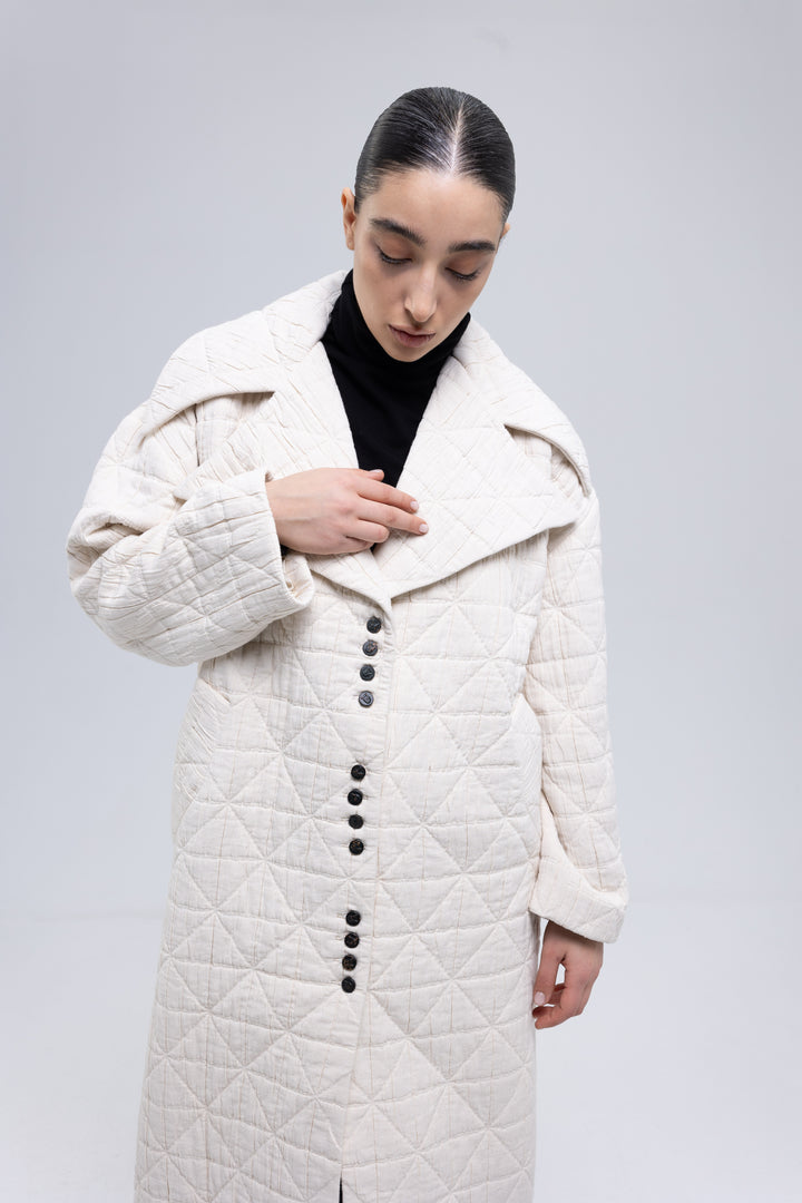 Single-Breasted Quilt Jacquard Cotton Coat