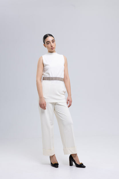 French terry cotton elastane pants ensemble