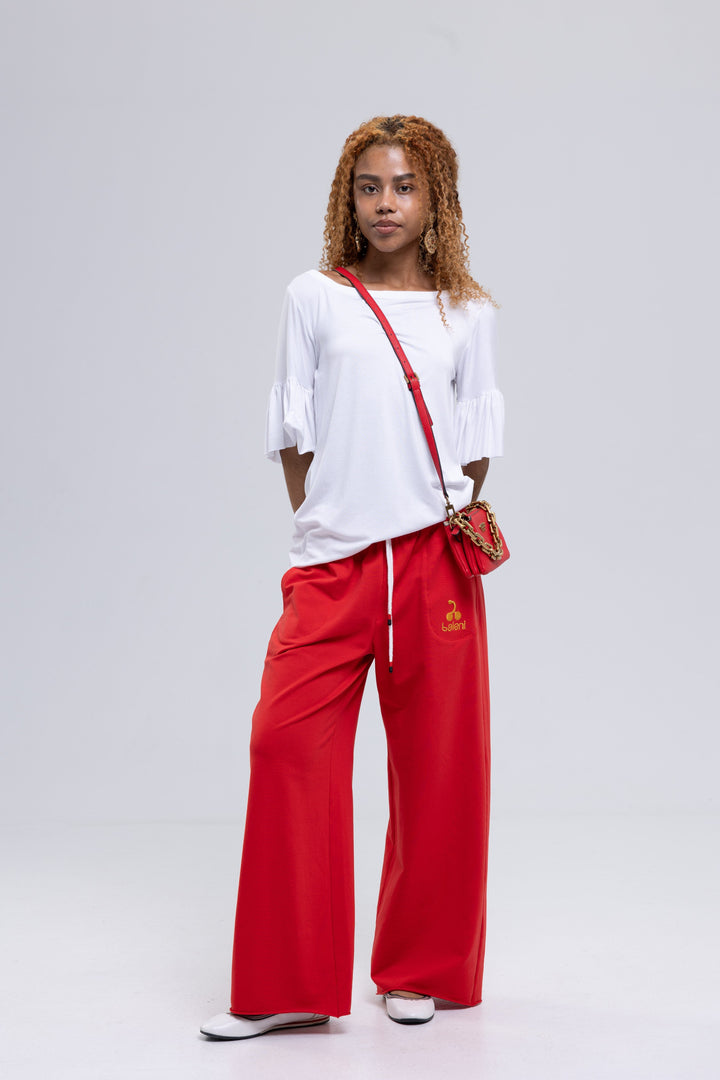 Wide-Leg French Terry Cotton Pants