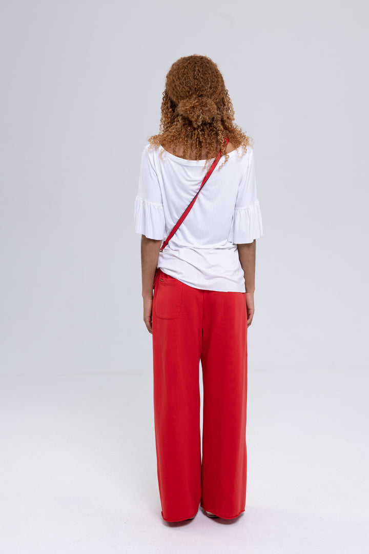 Wide-Leg French Terry Cotton Pants
