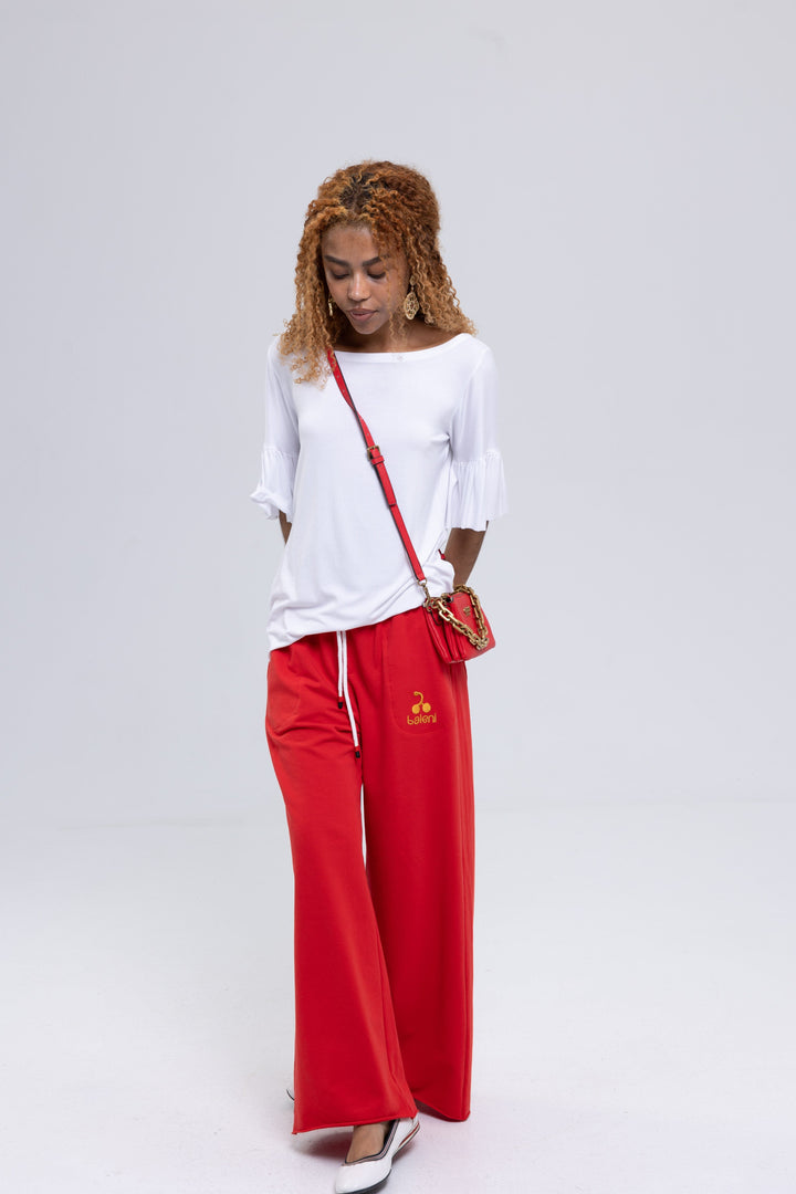 Wide-Leg French Terry Cotton Pants
