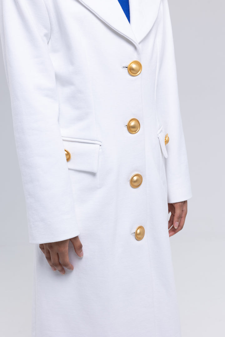 Heavy Cotton Tailored Long Single-Breasted Coat