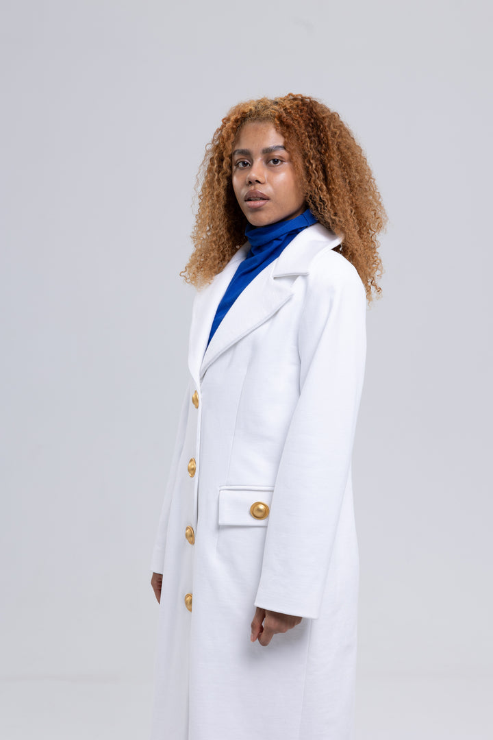 Heavy Cotton Tailored Long Single-Breasted Coat